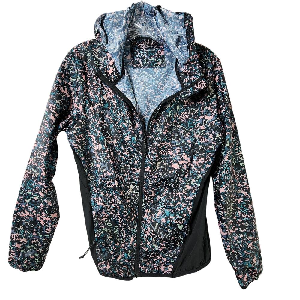 Lefties Windbreaker Women Size 12 Pink and Green Camo Lightweight